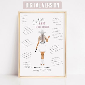Last Hoedown Bachelorette Hen Party Guest Book Sign Nashville Bachelorette Bride To Be Gift, Last Rodeo Cowgirl Bachelorette Decorations