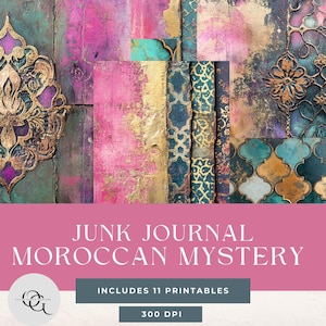 Junk Journal Kit "Marokkaanse Mystery" - 8-delig afdrukbaar papier voor junk Journal, Tags, Ephemera, Paper Craft, 11 x 8,5