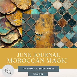 Junkjournaalkit "Marokkaanse magie" - 8-delig afdrukbaar papier voor junkjournal, tags, kortstondige, Paper Craft, 11 x 8,5