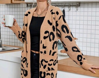 leopard print duster sweater