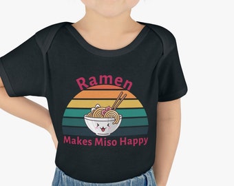 Body de bebé "Ramen Makes Miso Happy": un divertido body de comida asiática kawaii, un regalo adorable para bebés amantes de la comida y padres primerizos.