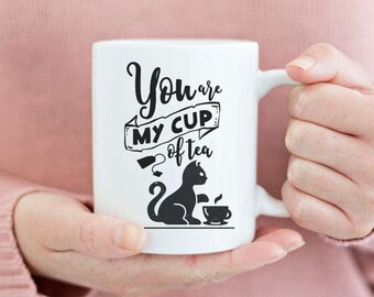 Cozy Cat Mug, You are my cup of tea, Cat mug for mom, Cat mug for her, Cat mug for man, Mom cat mug, Cat mug birthday, Minimalist cat mug