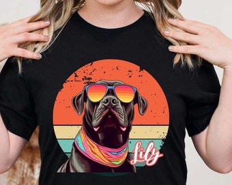 Camiseta personalizada con retrato de perro estilo retro