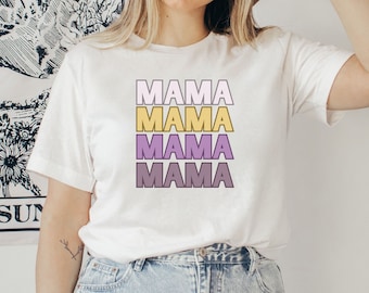 Colorful Mama Tee, Mom life, Mom gift, Simple Gift, Fun Gift, Mother's Day, Fun Mom, New Mom, Mother, Boho Mama, Boho Mom