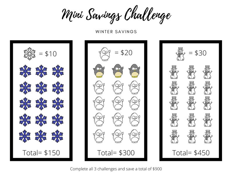 Mini Winter Savings Challenge Printable Money Savings Challenge Winter ...