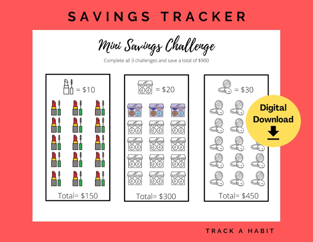 Printable Mini Savings Challenge Savings Challenge Makeup Savings ...