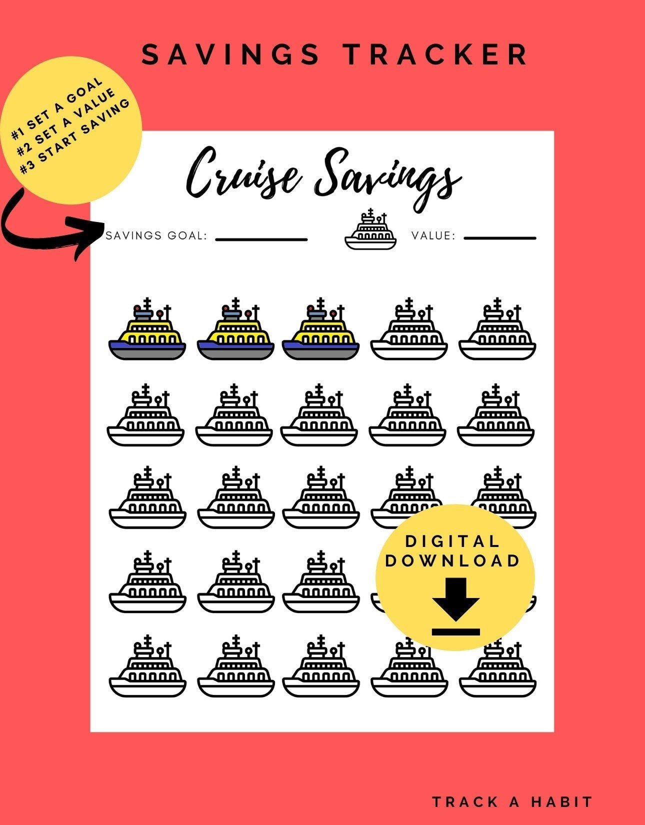 Cruise Savings Challenge Printable Vacation Savings Cruise Savings 