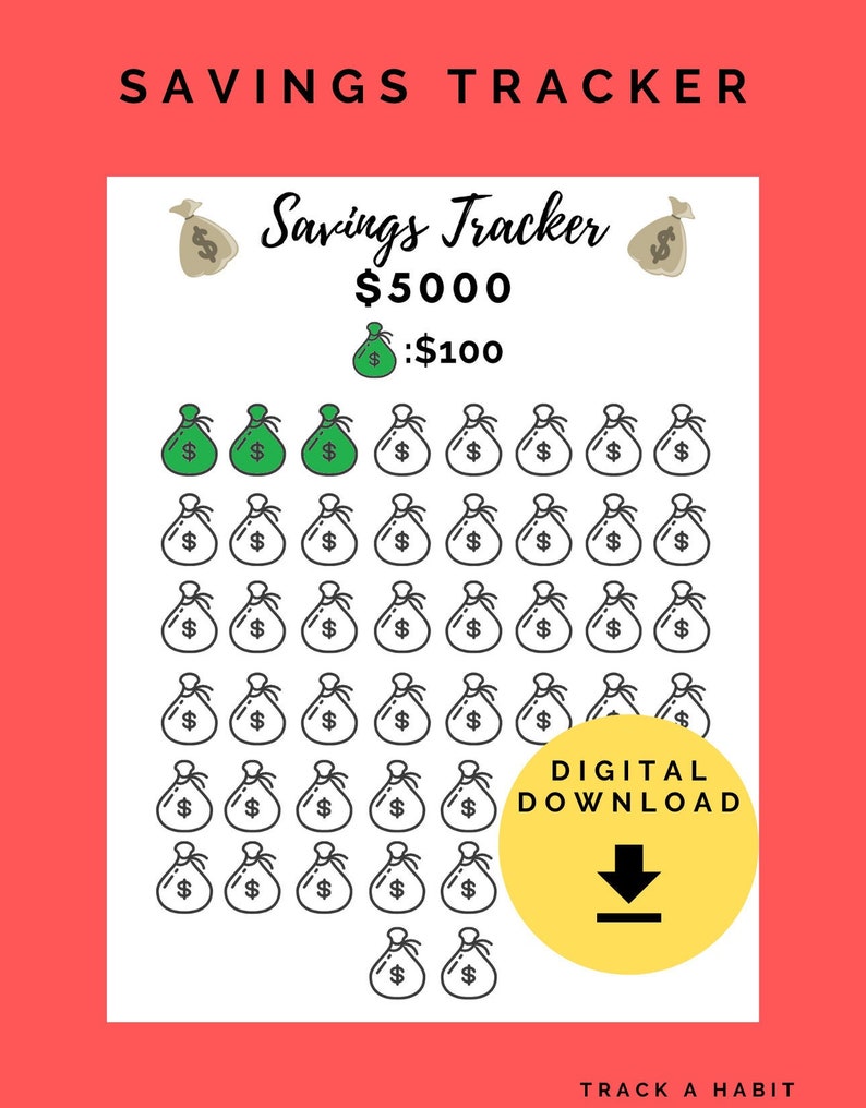 5K Savings Tracker Printable Money Savings Worksheet Save - Etsy France