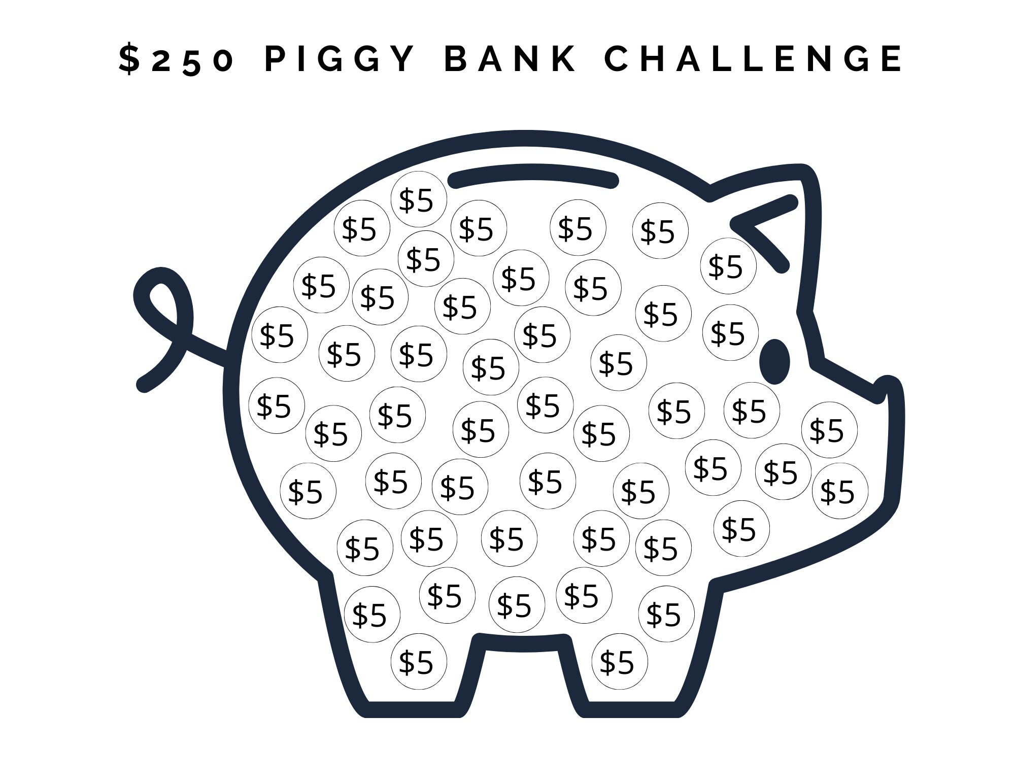250 Dollars Savings Tracker Printable Money Savings Worksheet Save 250 