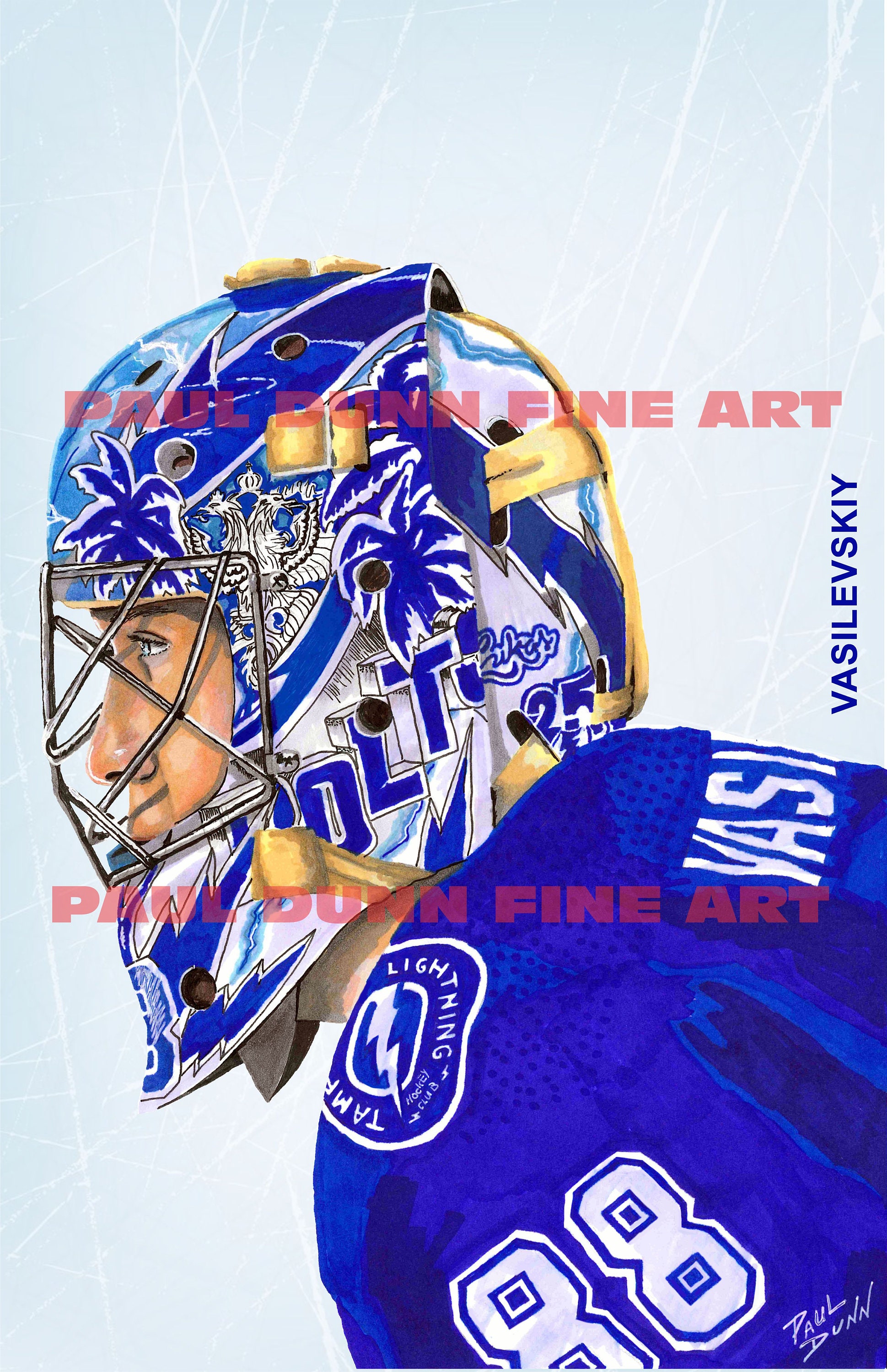 Andrei Vasilevskiy 2021 Playoff Save // Tampa Bay Lightning // Goalie //  Hockey // NHL // Watercolour Painting