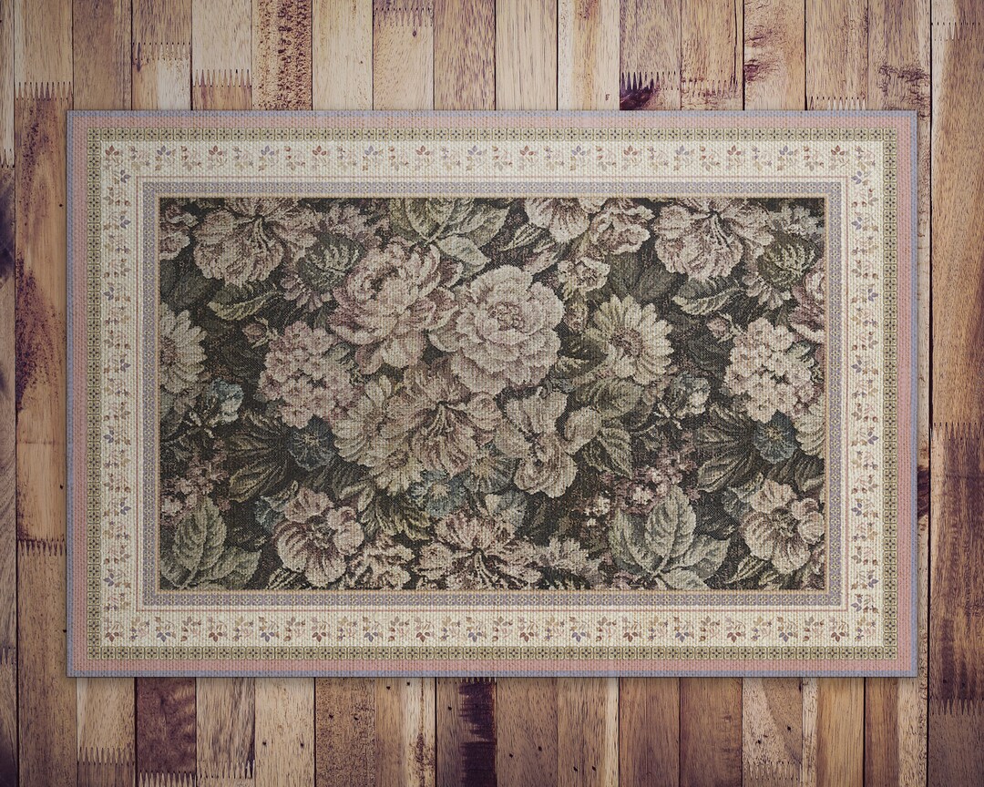 Vinyl Rug Mat Ornamental Design Carpet Textile Vinyl Mat, Pink Vinyl Floor Mat, Beige ...
