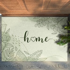 Home Welcome Mat, Personalized Doormat, Cool Doormat, Green Entrance Mat, Text Pattern