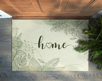 Home Welcome Mat, Personalized Doormat, Cool Doormat, Green Entrance Mat, Text Pattern