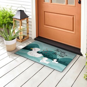 Sweet Home Ducks アウトドアマット、ターコイズウェルカムドアマット、動物の玄関マット、滑り止めドアマット、パーソナライズドアマット、かわいいドアマット
