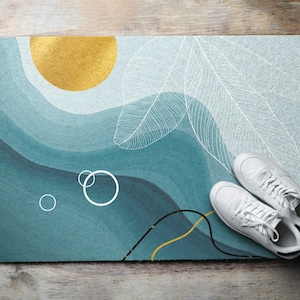 Geometriemuster Outdoor Matte, Grau Willkommen Fußmatte, Abstraktion Nette Fußmatte, personalisierte Fußmatte, rutschfeste Fußmatte, Haustürmatte