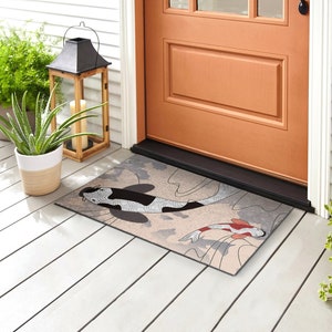 Koi Fish Outdoor Rug, Beige Welcome Doormat, Animal Entrance Mat, Patterned Doormat , Custom Doormat, Funny Doormat