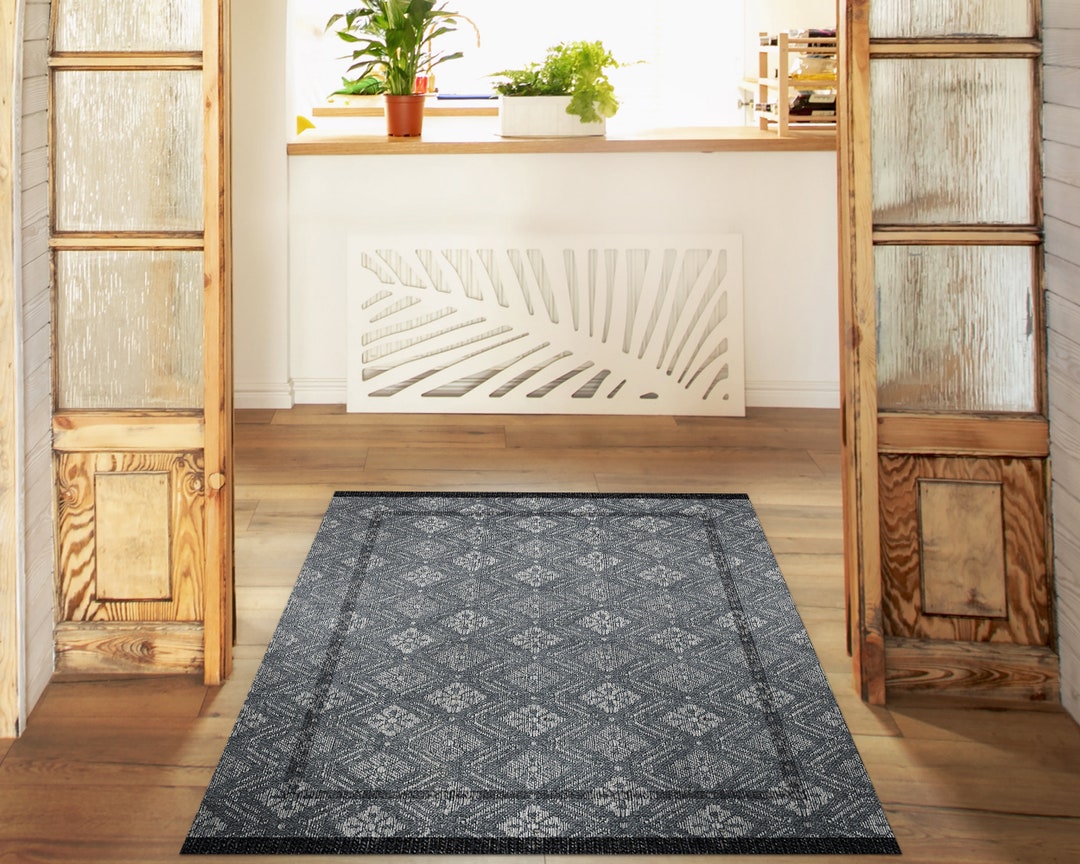 Grey Pattern Rug Mat Dark Rug Pattern Vinyl Mat, Gray PVC Mat, Beige Vinyl Floor Mat ...