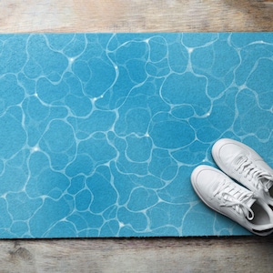 水面屋外マット、ブルーウェルカムラグ、ナチュラル玄関マット、滑り止めドアマット、パーソナライズドアマット、かわいいドアマット