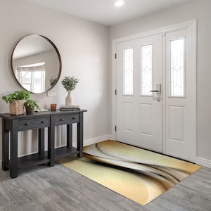 Golden Waves Welcome Mat, Personalized Doormat, Golden Entrance Mat, Fall Doormat, Abstraction Pattern