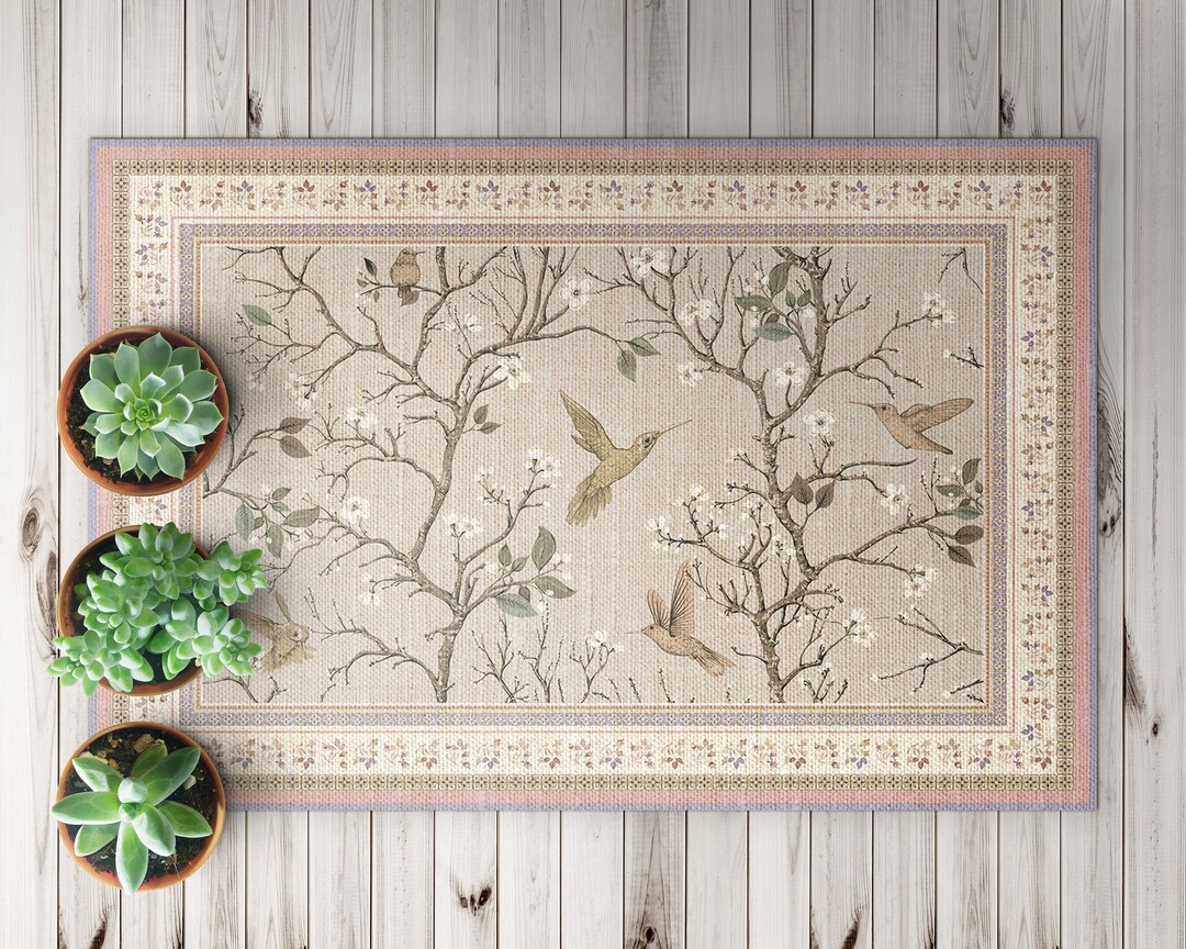 Vinyl Rug Mat Light Ornamental Design Carpet Vinyl Mat, Beige Vinyl Rug, Brown PVC ...