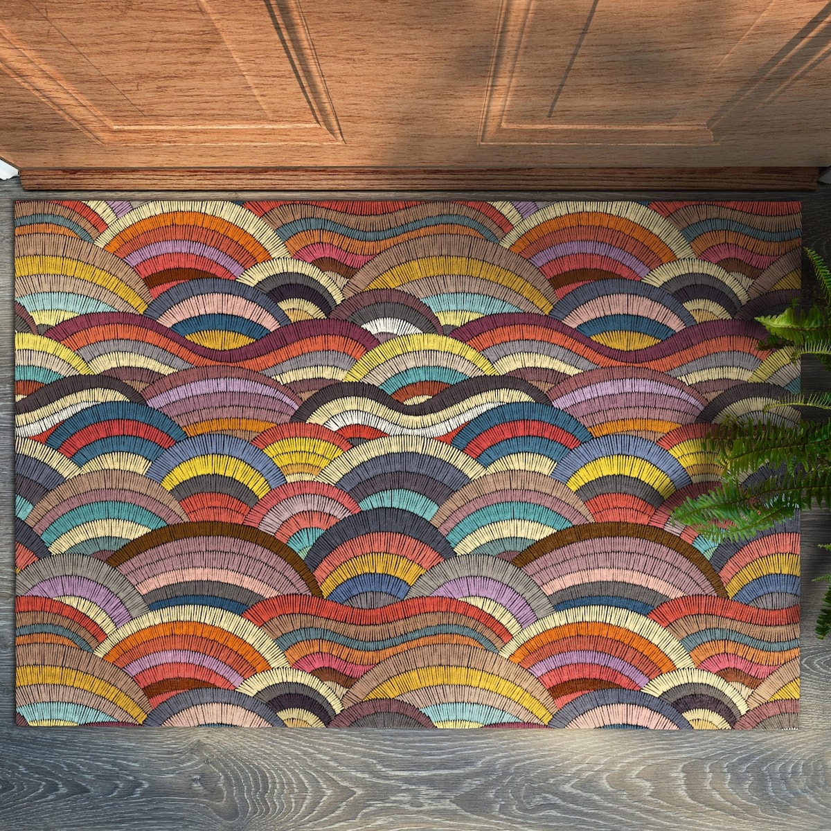 Colorful Waves Front Door Mat, Personalized Doormat, Abstraction Pattern, Entrance Mat Red, Cool Doormat - Etsy