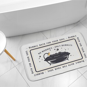 Black Pattern with text, Bubbles, Bathroom Rug, Toilet Mat, Handmade Rug, Nonslip Rug, Floor Decoration