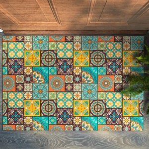 Maroco Tiles Haustürmatte, personalisierte Fußmatte, Abstraktionsmuster, coole Fußmatte, Eingangsmatte Orange