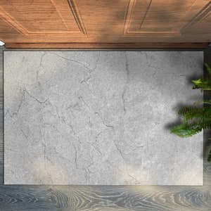 Gray Concrete Front Door Mat, Personalized Doormat, Neutral Pattern, Fall Doormat, Entrance Mat Gray
