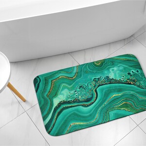 Natural Pattern, Turquoise, Turquoise Marble, Small Carpet, Modern Bathroom, Elegant Design, Toilet Rug
