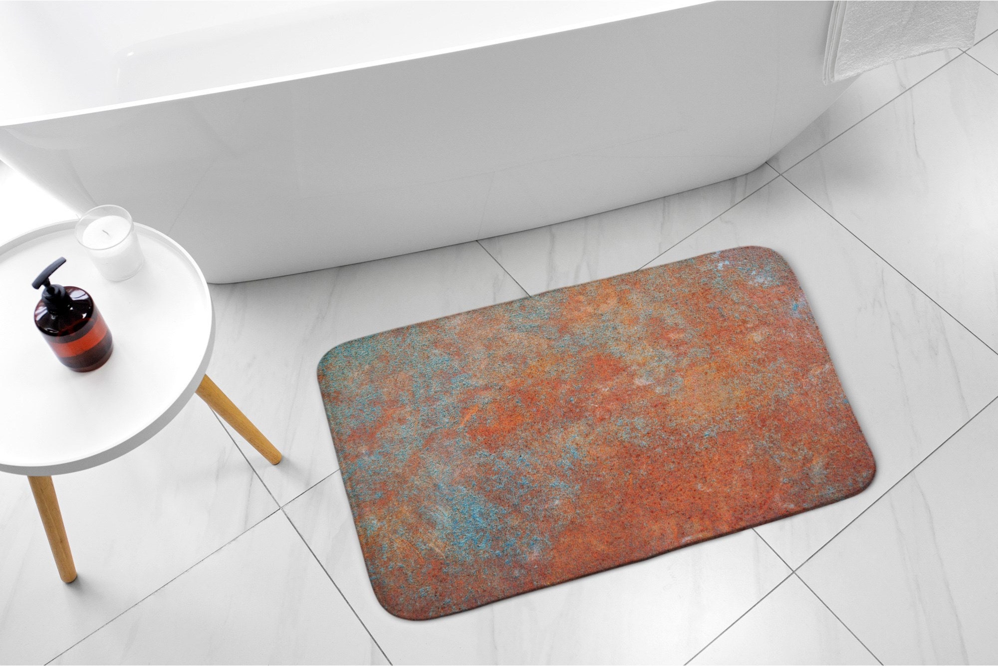 Rust, Orange Natural Pattern, Floor Decoration, Nonslip Rug, Handmade ...