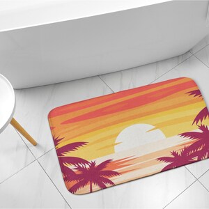 Summer Pattern, Yellow, Tropical Beach, Handmade Rug, Toilet Mat, Floor Decoration, Nonslip Rug