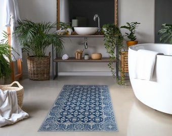 Classic Tiles Azulejos Vinyl Mat, Purple flooring, Blue PVC Mat, Ornament Vinyl Floor Mat, Easy To Clean, Comfort Mat, Tile Vinyl Mat