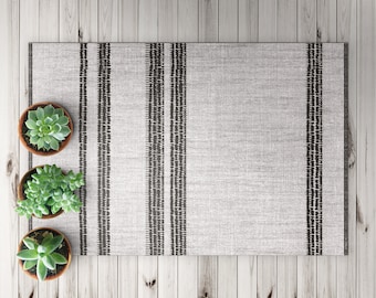 Platinum Color Linen Sack Texture Vinyl Mat, Gray Vinyl Rug, Black PVC Mat, Oriental Vinyl Floor Mat, Easy To Clean, Area Rug, Vinyl Rug