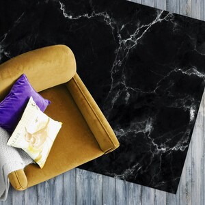 Black Marble Vinyl Mat, Black Vinyl Floor Mat, White Vinyl Rug, Stone PVC flooring, Birtday Gift, Comfort Mat, Vinyl Area Rug