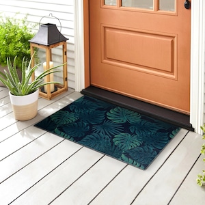 モンスターグリーンのアウトドアマット、グリーンのウェルカムラグ、ナチュラルな玄関マット、滑り止めドアマット、パーソナライズされたドアマット、かわいいドアマット