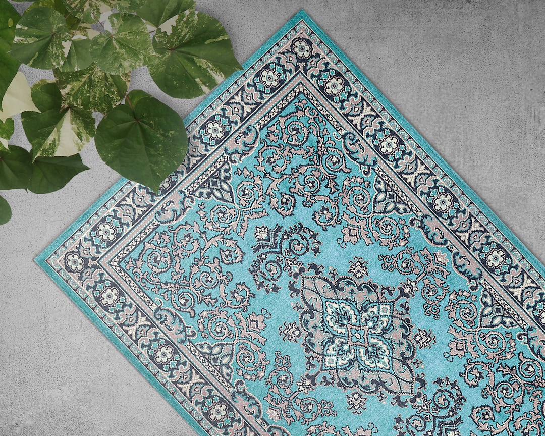 Turquoise Classic Carpet Vinyl Mat, Blue PVC Mat, Gray Vinyl Floor Mat ...