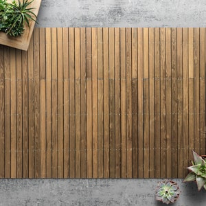 Wooden Planks Pattern Vinyl Mat, Brown Vinyl Floor Mat, Yellow Vinyl Rug, Plank PVC flooring, Birtday Gift, Home Decor, Vinyl Area Rug