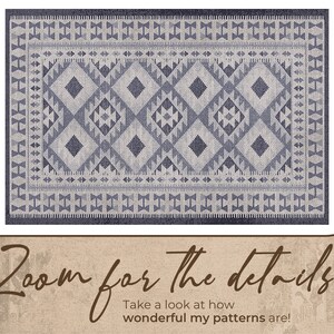 Turkish Rug Decorative Print Vinyl Mat, Purple Vinyl Floor Mat, Beige Vinyl Rug, Oriental PVC Mat, Linoleum Rug, Area Rug, Boho Chic Rug image 3