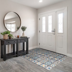 Grecee Azulejo ウェルカムマット、パーソナライズされたドアマット、抽象模様、面白いドアマット、茶色の玄関マット