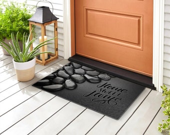 Zen Stones Outdoor Mat, Black Welcome Doormat, Neutral Front Door Mat, Non-Slip Doormat, Personalized Doormat, Cute Doormat