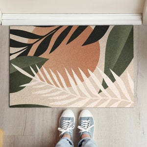 Sunrise Abstracion Welcome Mat, Personalized Doormat, Natural Pattern, Fall Doormat, Orange Entrance Mat