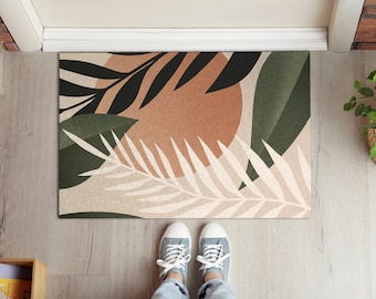 Sunrise Abstracion Welcome Mat, Personalized Doormat, Natural Pattern, Fall Doormat, Orange Entrance Mat