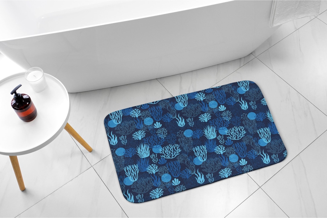 Abstraction Pattern, Blue, Blue Coral Reef, Compact Rug, Bathroom Mat ...