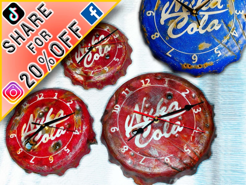 Nuka Cola Bottle Cap Clock Fallout 3D Printed Etsy