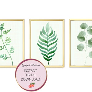Set of 3 Botanical Prints, Instant Download Wall Art Decor, Greenery Home Decor, Plant Printable to Grace Your Walls