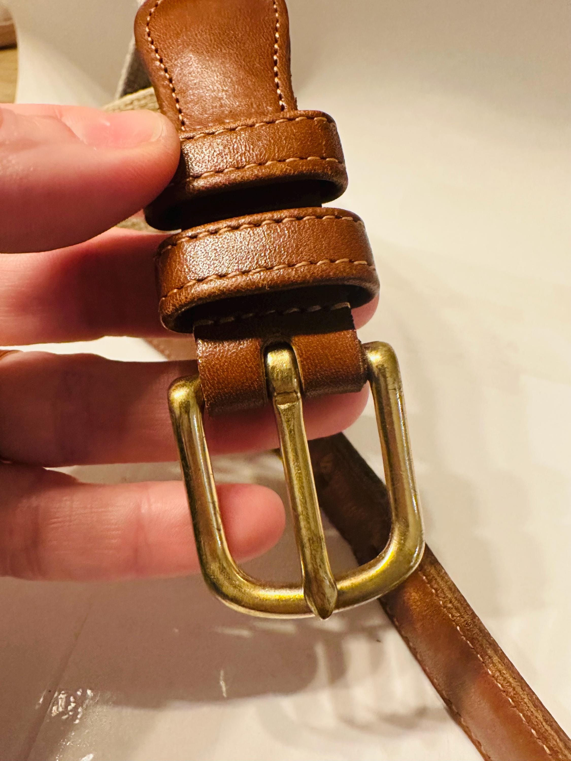 Vintage COACH Linen & Leather Belt – Brass Buckle - Etsy