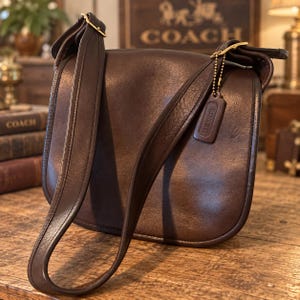 Vintage Brown Leather Coach Bag - Etsy