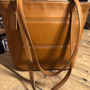 Vintage Coach Tote Bag With Handles, Tag, Information Holder