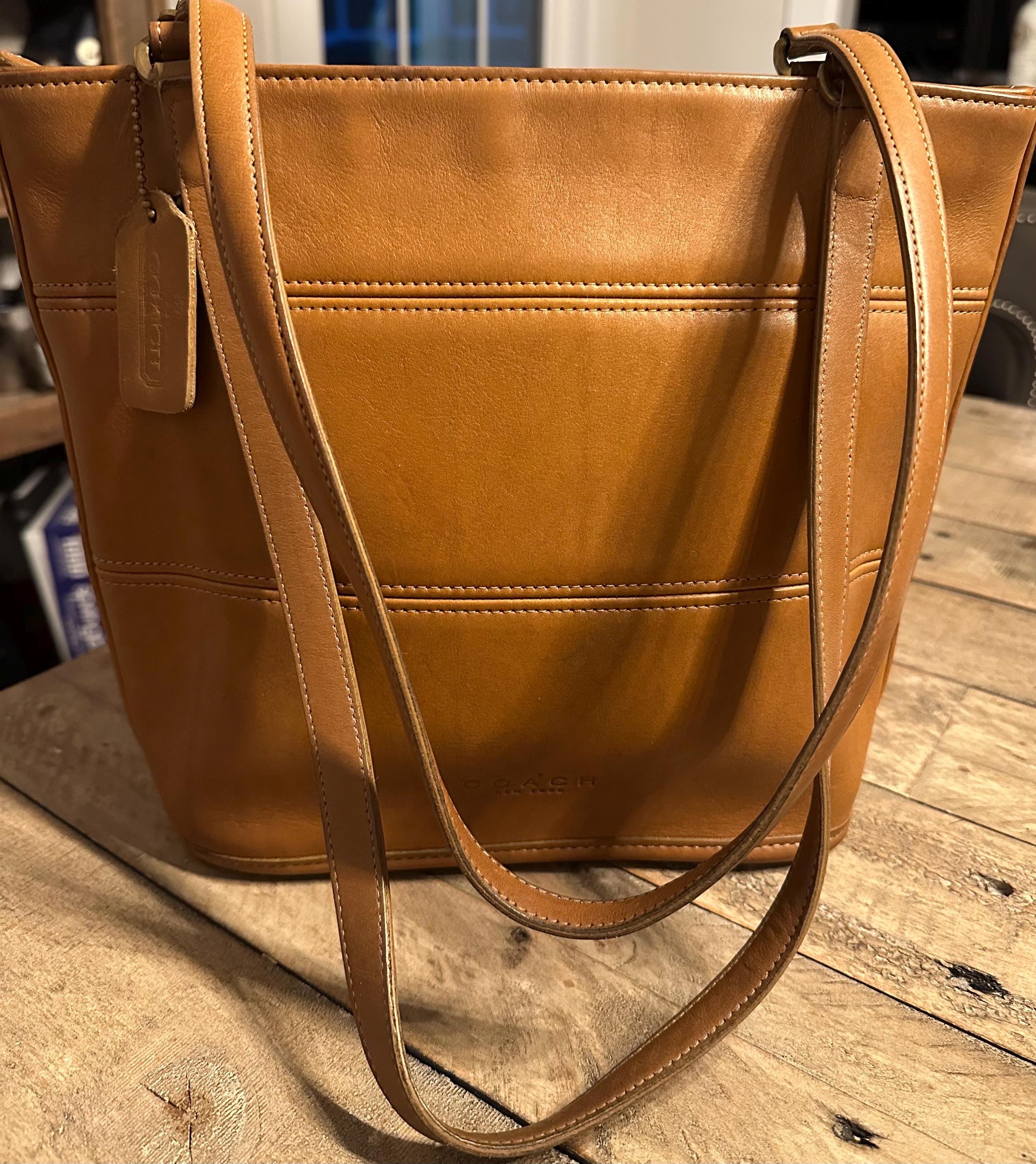 Vintage COACH Tribeca Camel Leather Tote Shoulder Bag Purse 9098