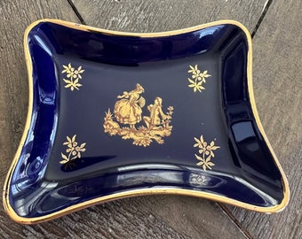 Plato/bandeja de joyería vintage de porcelana francesa